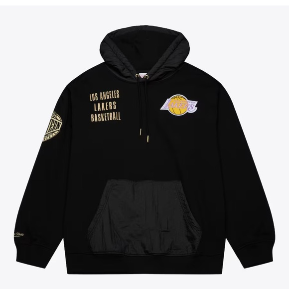 Men's Black Los Angeles Lakers Team OG 2.0 Vintage Logo Fleece Pullover Hoodie - Picture 2 of 5